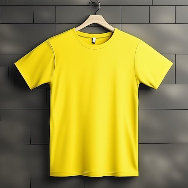 Yellow cotton t-shirt on a hanger, colour sample
