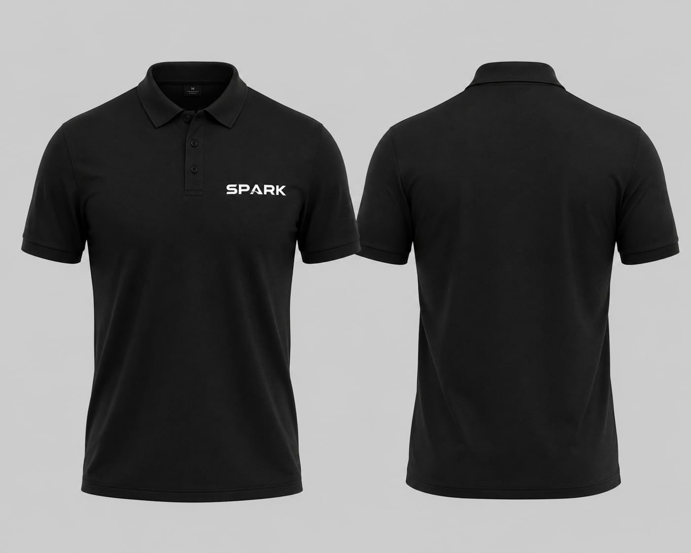 Spark branded black polo shirt
