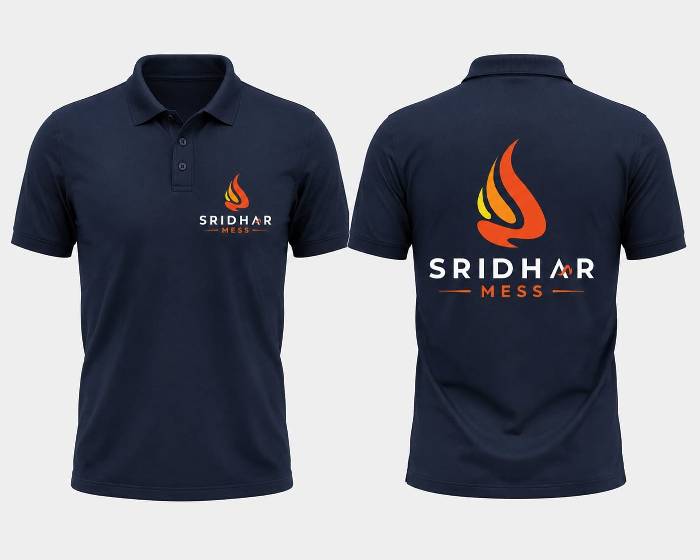 Sridhar Mess branded navy polo shirt