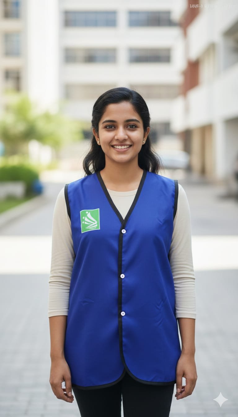 Corporate uniform vest with embroidered logo