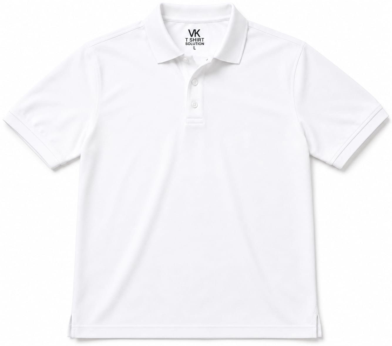 White VK Apparel branded polo